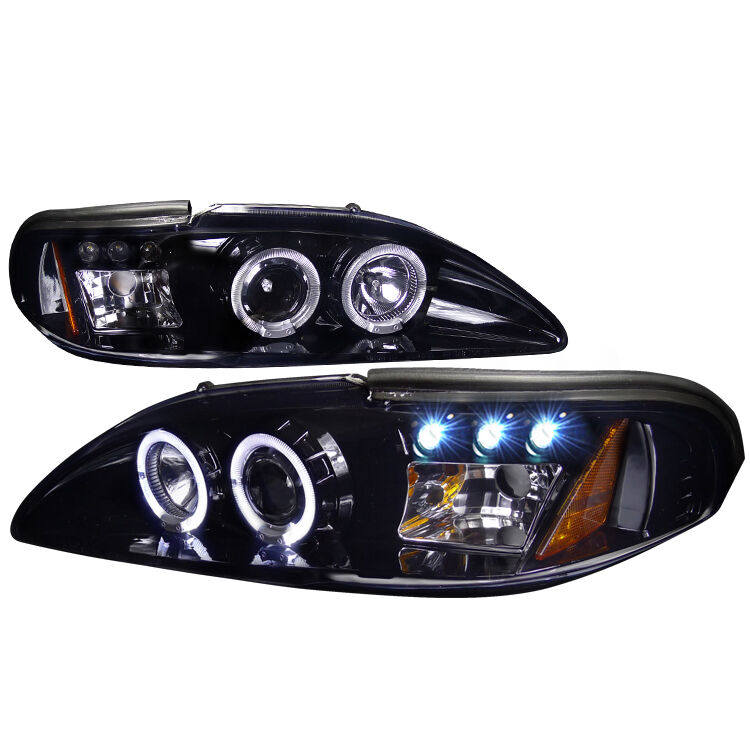 1994-1998 Ford Mustang Halo Gloss-Black-Smoke Projector Headlights - 2LHP-MST94G