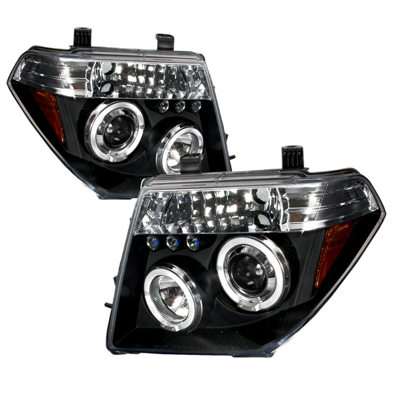 2005-2008 Nissan Frontier Halo LED Black Projector Headlights - 2LHP-PATH05JM-TM