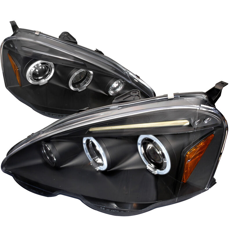 2002-2004 Acura RSX Halo LED Black Projector Headlights - 2LHP-RSX02JM-TM