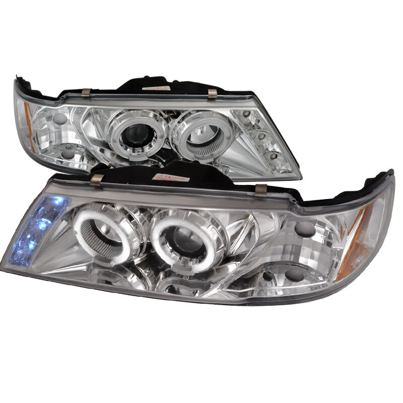 1995-1999 Nissan Sentra Halo LED Chrome Projector Headlights - 2LHP-SEN95-TM