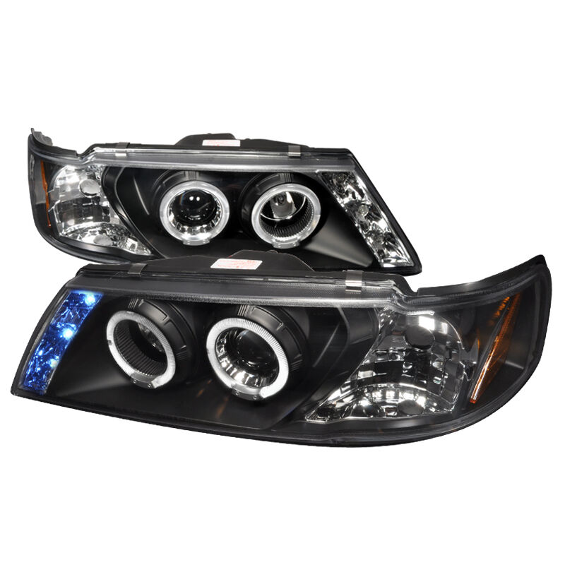 1995-1999 Nissan Sentra Halo LED Black Projector Headlights - 2LHP-SEN95JM-TM