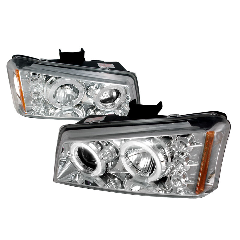 2003-2006 Chevy Silverado Halo LED Chrome Projector Headlights - 2LHP-SIV03-TM