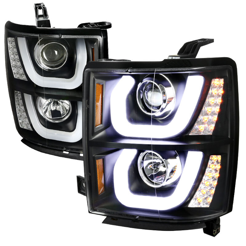 2014-2015 Chevy Silverado Black LED Projector Headlights - 2LHP-SIV14JM-TM