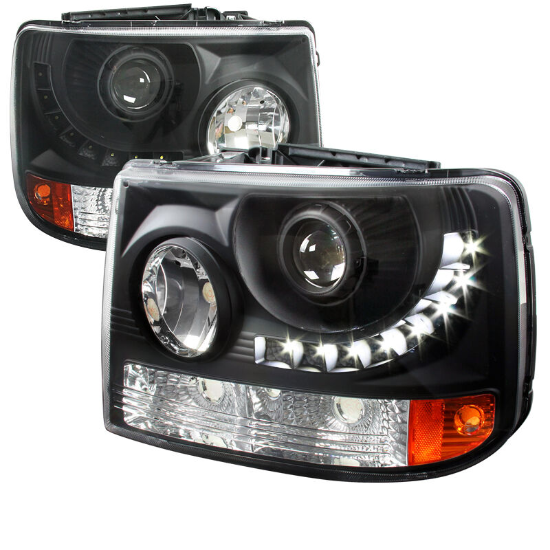 1999-2002 Chevy Silverado Black LED Projector Headlights - 2LHP-SIV991PCJM-RS