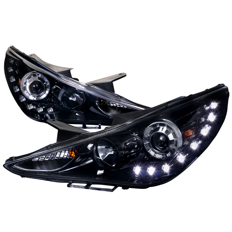 2011-2014 Hyundai Sonata LED DGloss-Black-Smoke Projector Headlights - 2LHP-SON1