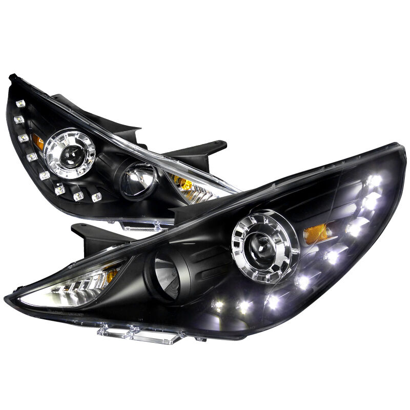 2011-2014 Hyundai Sonata LED DRL Black Projector Headlights - 2LHP-SON11JM-TM