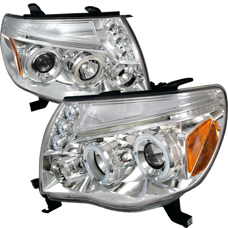 2005-2011 Toyota Tacoma Halo LED Chrome Projector Headlights - 2LHP-TAC06-TM