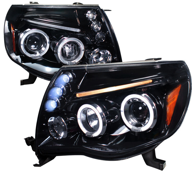 2005-2011 Toyota Tacoma Halo LED Smoke Projector Headlights - 2LHP-TAC06G-TM