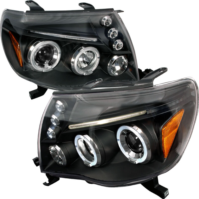 2005-2010 Toyota Tacoma Halo LED Black Projector Headlights - 2LHP-TAC06JM-TM