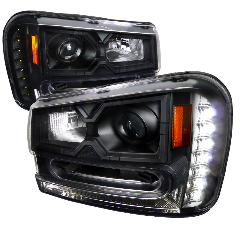 2002-2009 Chevy Trailblazer LED Black Projector Headlights - 2LHP-TBLZ02JM-V2-RS