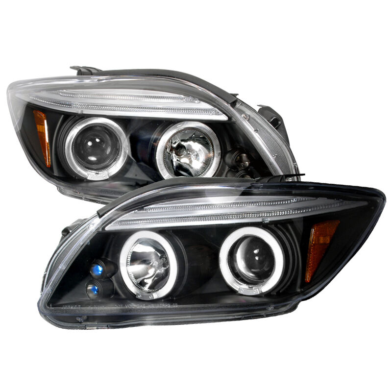 2005-2010 Scion tC Halo LED Black Projector Headlights - 2LHP-TC05JM-TM