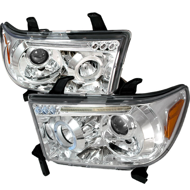 2007-2011 Toyota Tundra Halo LED Chrome Projector Headlights - 2LHP-TUN07-TM