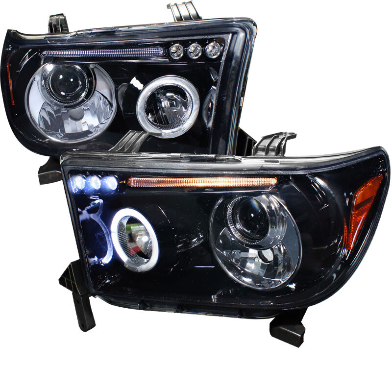 2007-2011 Toyota Tundra Halo Gloss-Black-Smoke Projector Headlights - 2LHP-TUN07