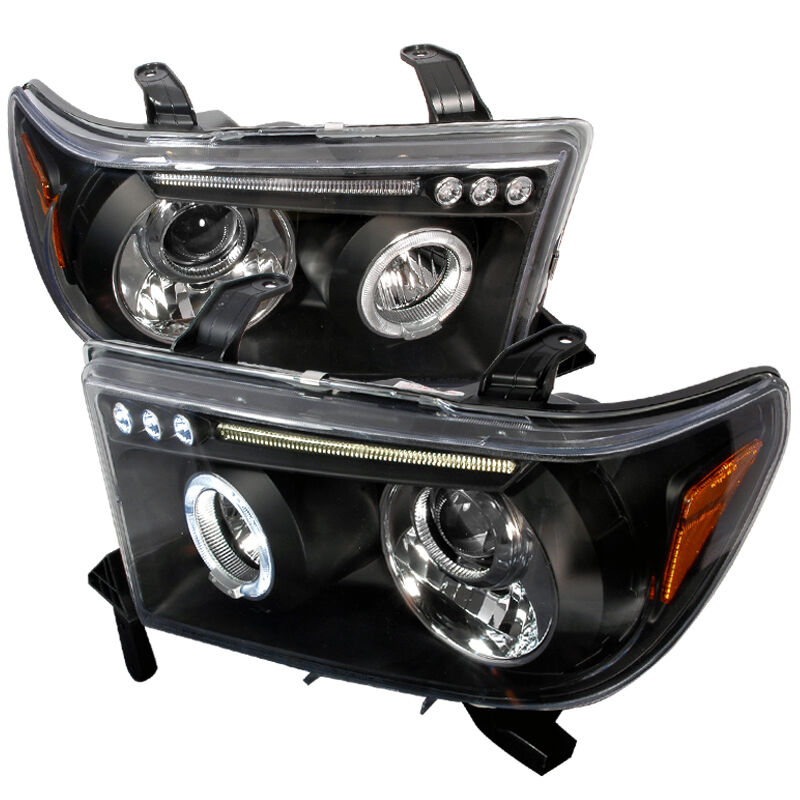 2007-2011 Toyota Tundra Halo LED Black Projector Headlights - 2LHP-TUN07JM-TM