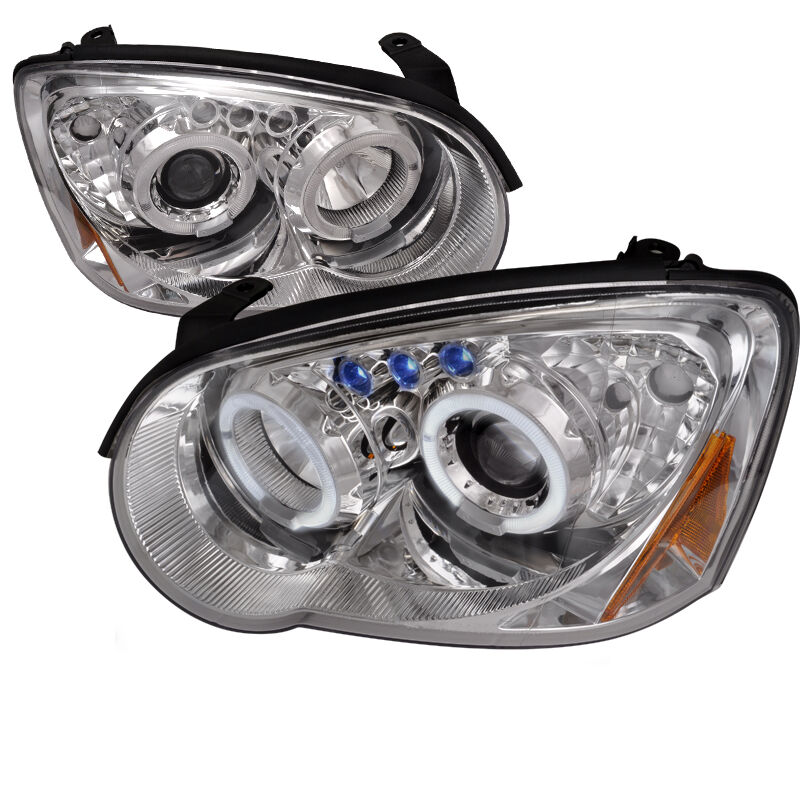 2004-2005 Subaru Impreza Halo LED Chrome Projector Headlights - 2LHP-WRX05-TM