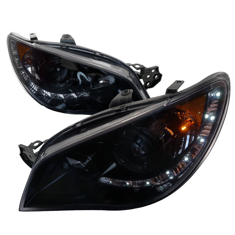 2006-2007 Subaru Impreza LED DRL Smoke Projector Headlights - 2LHP-WRX06G-TM