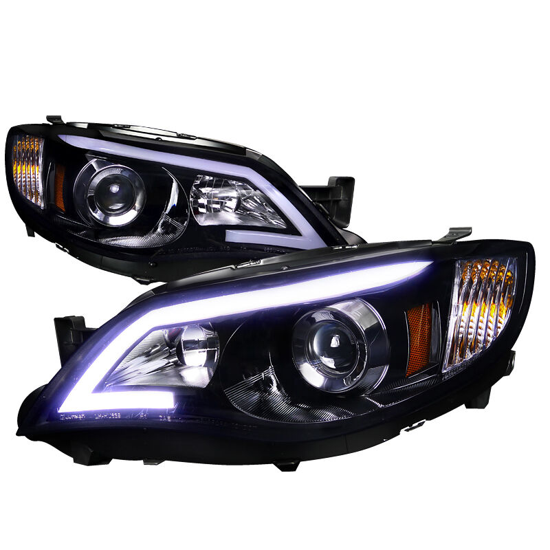 2008-2013 Subaru WRX DRL Gloss-Black-Smoke Projector Headlights - 2LHP-
