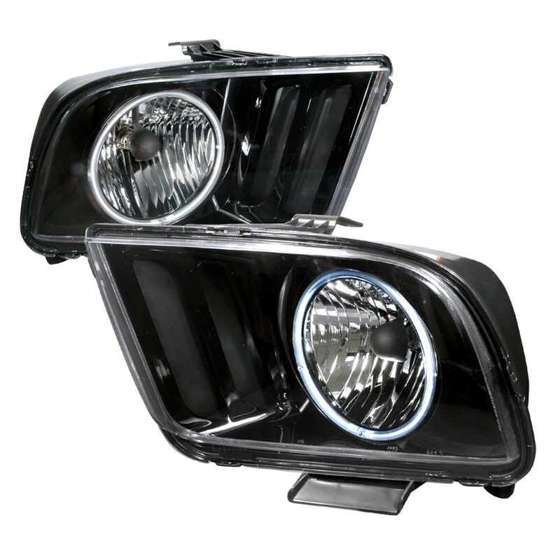 2005-2009 Ford Mustang Black Euro Headlights-3LH-MST05JM-KS