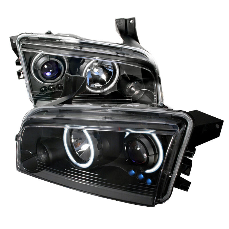 2006-2010 Dodge Charger Black CCFL Halo Projector Headlights - 3LHP-CHG05JM-KS