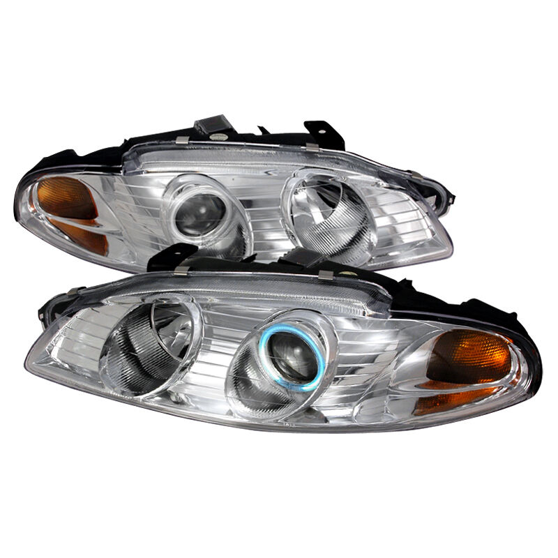 1997-1999 Mitsubishi Eclipse Chrome CCFL Halo Projector Headlights - 4LHP-ELP97-
