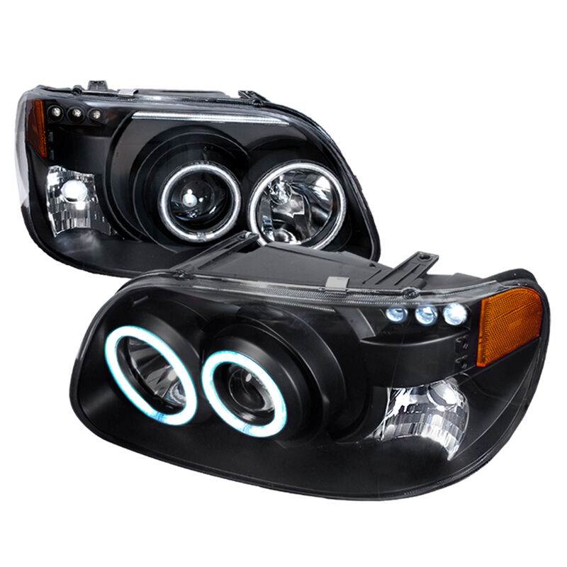 1995-2001 Ford Explorer Black CCFL Halo Projector Headlights - 4LHP-EPOR951PCJM-
