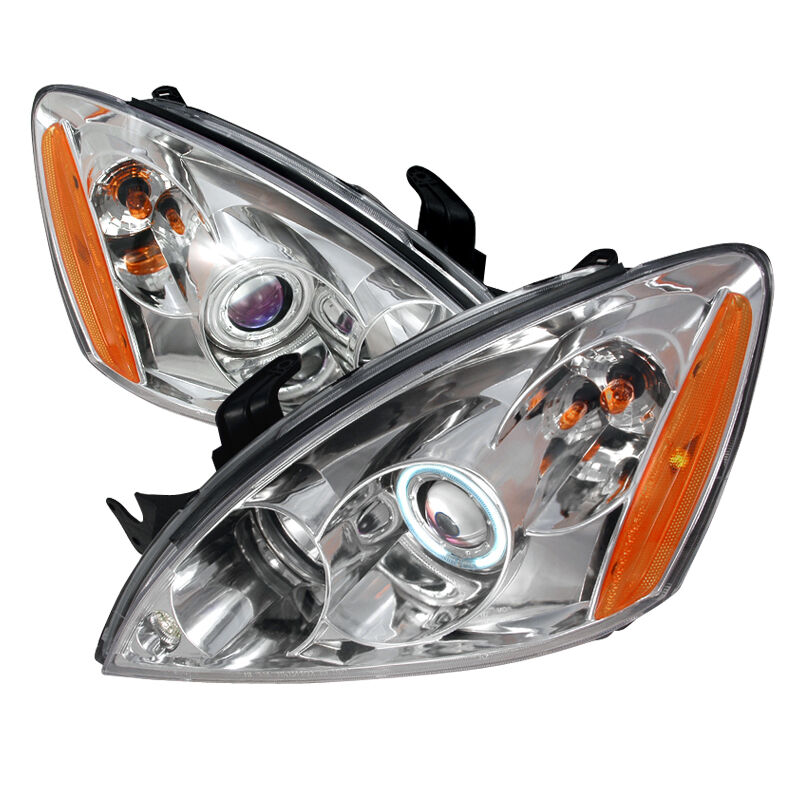 2004-2006 Mitsubishi Lancer Chrome CCFL Halo Projector Headlights - 4LHP-LAN03H-