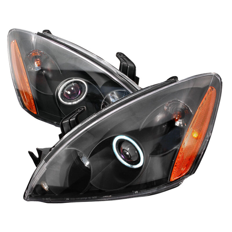 2004-2006 Mitsubishi Lancer Black CCFL Halo Projector Headlights - 4LHP-LAN03HJM