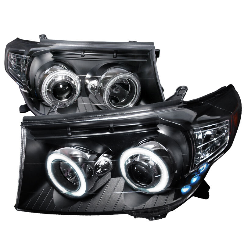 2008-2014 Toyota Land Crusier Black CCFL Halo Projector Headlights - 4LHP-LCR08J