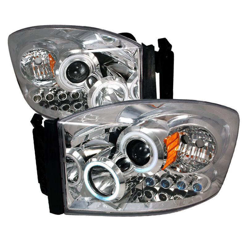 2006-2008 Dodge Ram Chrome CCFL Halo Projector Headlights - 4LHP-RAM06-KS