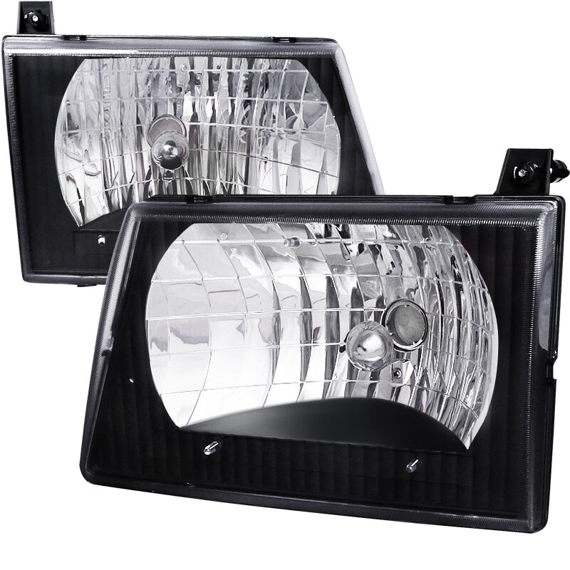 1992-2006 Ford Econoline Black Euro Headlights-LH-ECON92JM-ABM