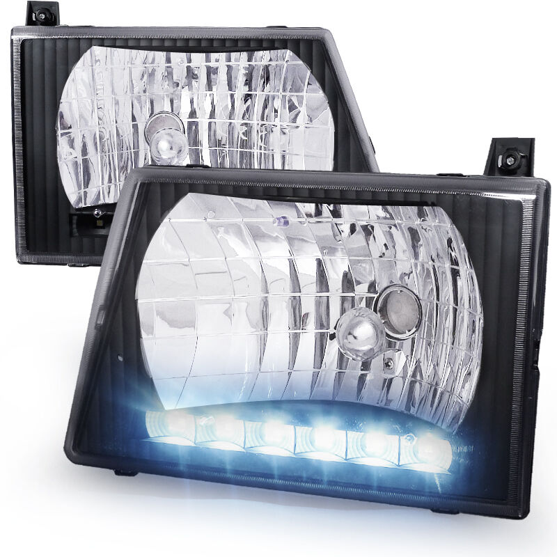 1992-2006 Ford Econoline LED Black Euro Headlights-LH-ECON92JM-RS