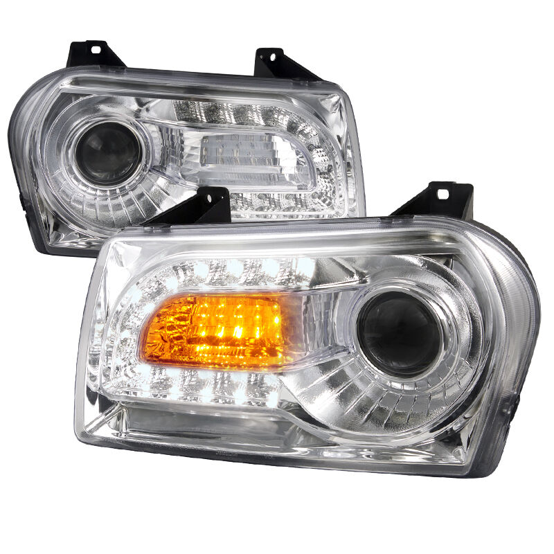 2005-2010 Chrysler 300 V6 Base Chrome Projector Headlights - LHP-30005-V2-TM