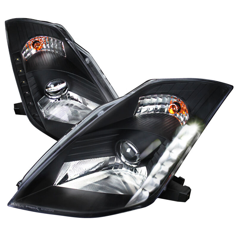 2003-2005 Nissan 350z Black Projector Headlights HID Only - LHP-350Z03JM-RS
