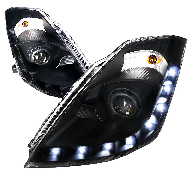 2006 Nissan 350z DRL Black Projector Headlights - LHP-350Z06JM-RS
