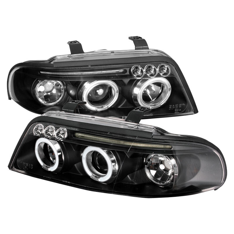 2000-2001 Audi A4 Halo LED Black Projector Headlights - LHP-A400JM-TM