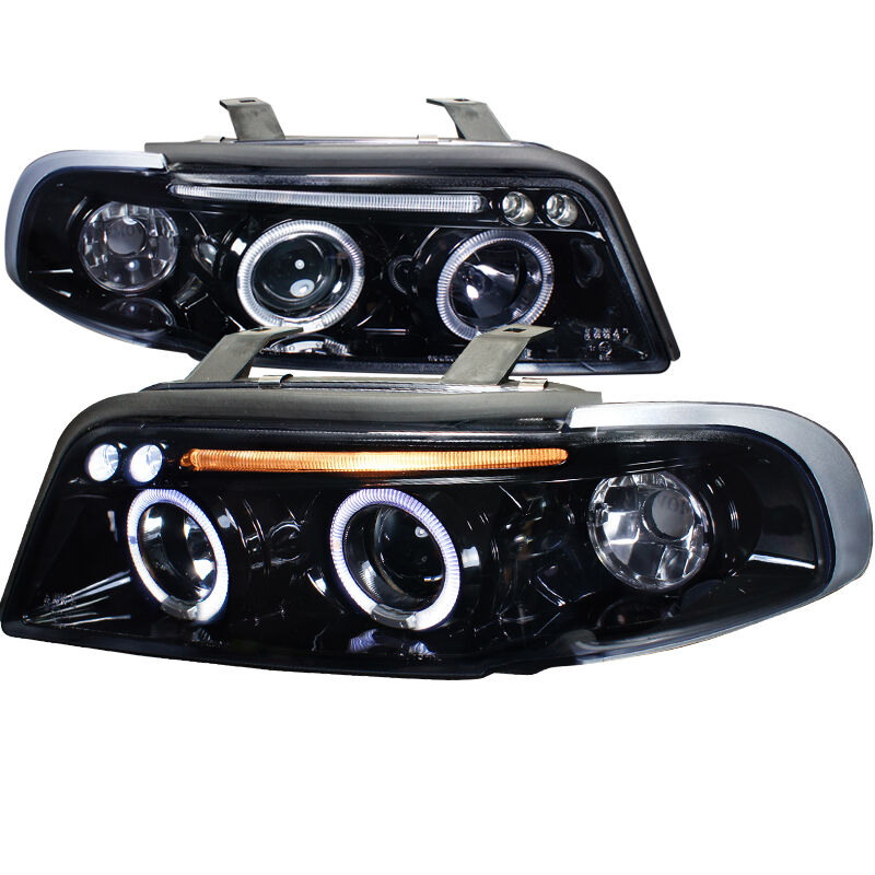 1996-1999 Audi A4 Halo Gloss-Black-Smoke Projector Headlights - LHP-A496G-TM