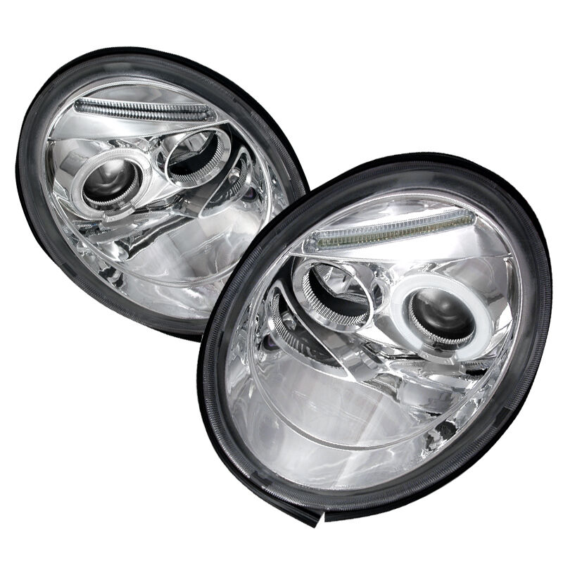 1998-2005 VW Beetle Halo LED Chrome Projector Headlights - LHP-BEE98-TM