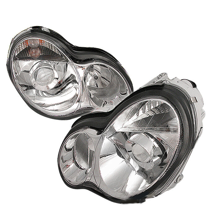 2001-2005 Mercedes W203 Chrome Halo Projector Headlights - LHP-BW20301-KS