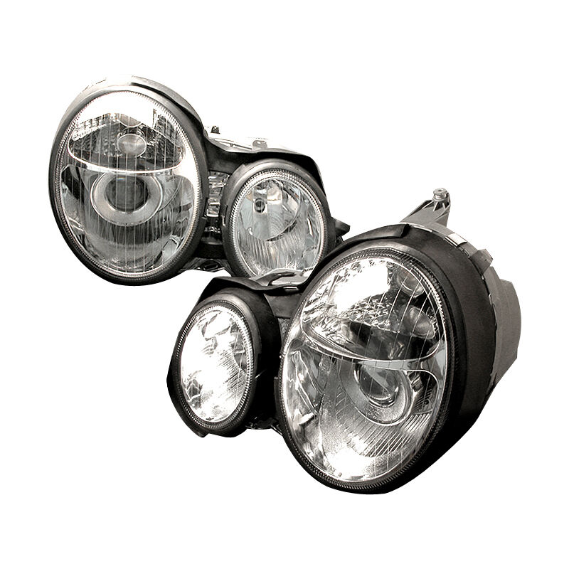 1996-1999 Mercedes W210 Chrome Halo Projector Headlights - LHP-BW21096-KS