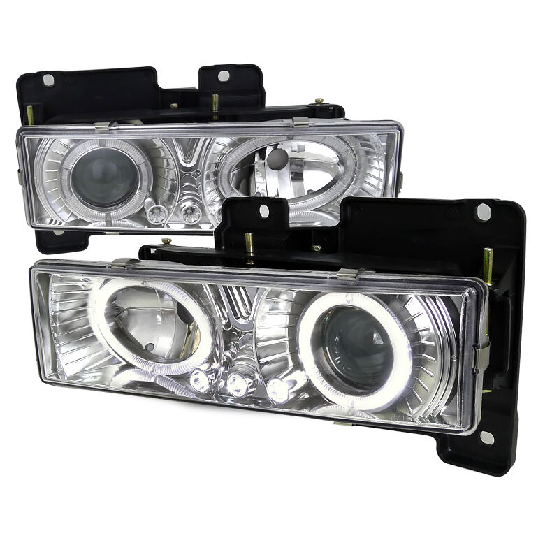 1988-1998 Chevy C10 Halo LED Chrome Projector Headlights - LHP-C1088-RS