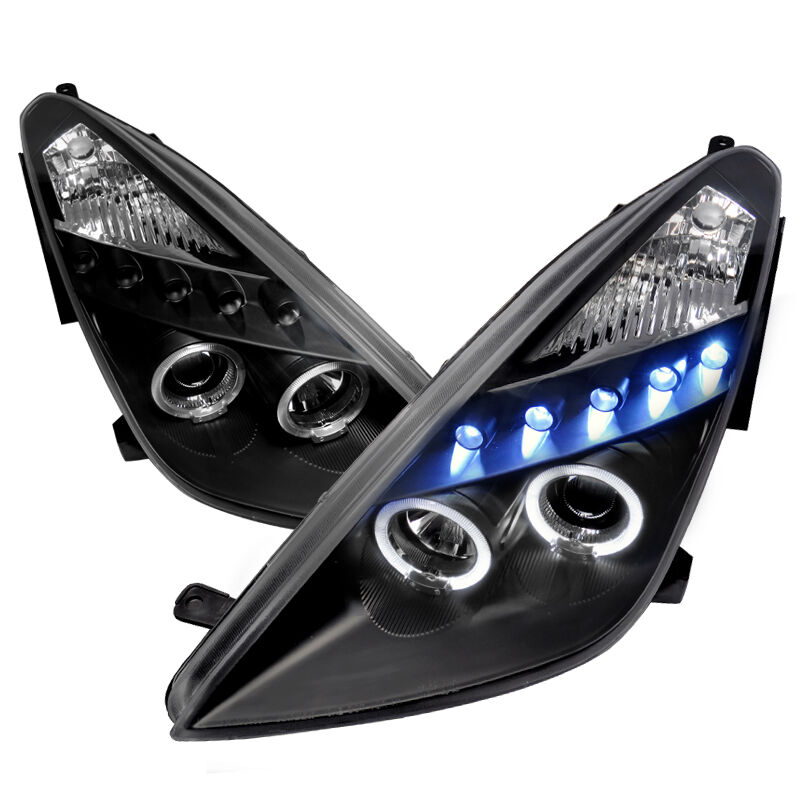 2000-2005 Toyota Celica Halo LED Black Projector Headlights - LHP-CEL00JM-TM