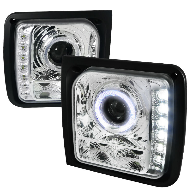 1997-2001 Jeep Cherokee Halo Chrome Projector Headlights - LHP-CHKE97-RS