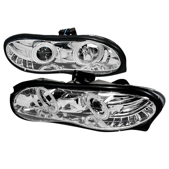 1998-2002 Chevy Camaro Chrome Halo Projector Headlights - LHP-CMR98H-KS