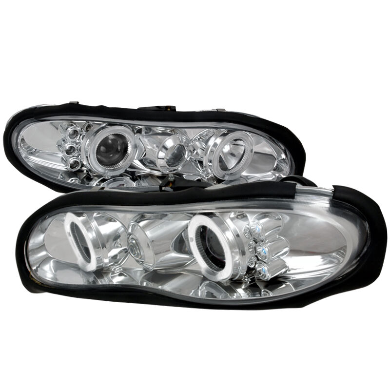 1998-2002 Chevy Camaro Halo LED Chrome Projector Headlights - LHP-CMR98H-TM