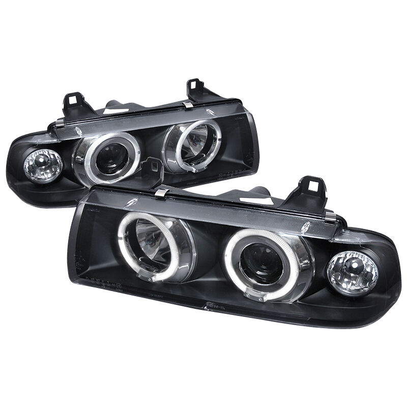 1992-1998 BMW E36 3-Series 2DR Coupe Halo Black Projector Headlights - LHP-E3621