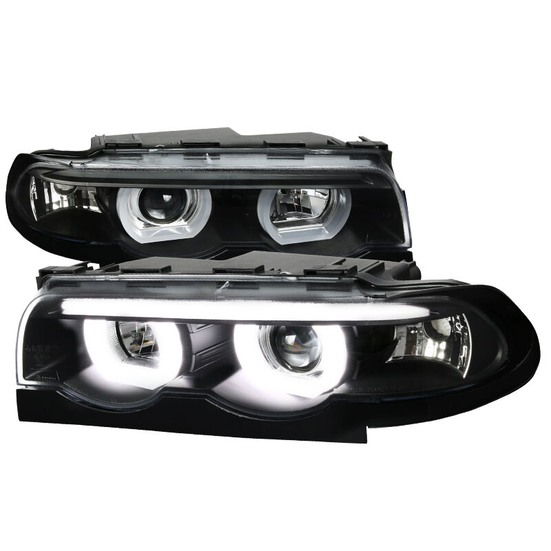 1995-2001 BMW E38 7-Series Black Halo Projector Headlights - LHP-E3895JM-TM