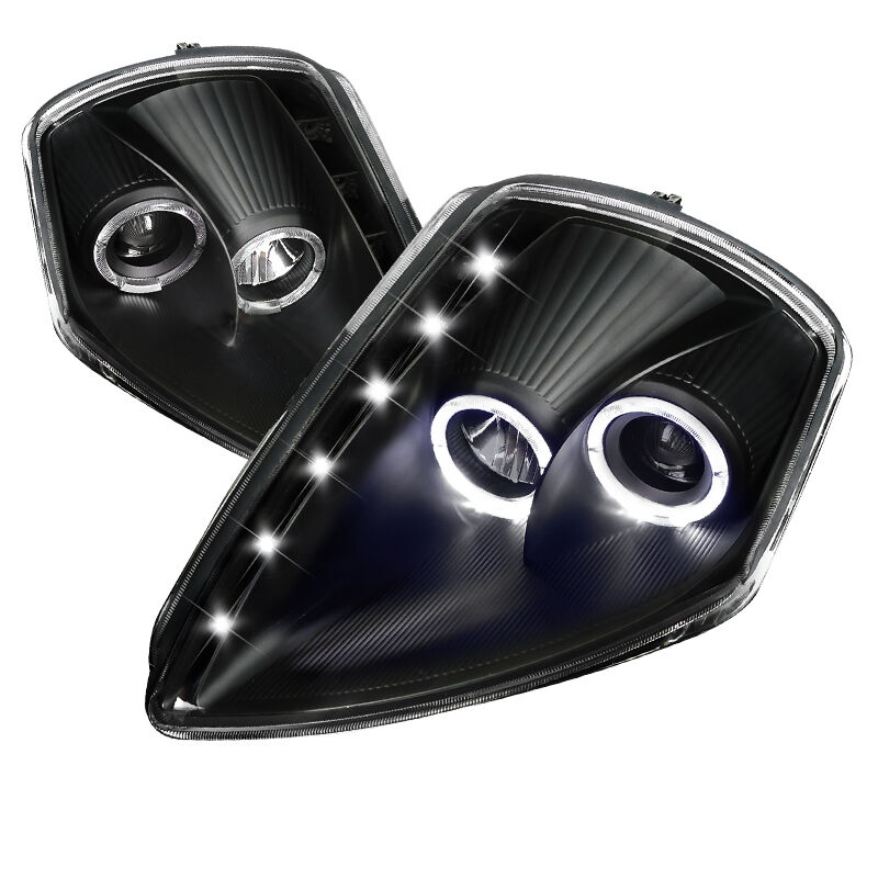 2000-2005 Mitsubishi Eclipse Halo LED Black Projector Headlights - LHP-ELP00JM-R