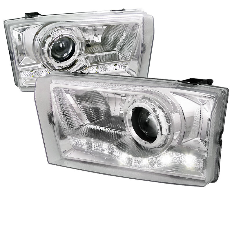 1999-2004 Ford F250 Superduty DRL LED Chrome Projector Headlights - LHP-F25099-R