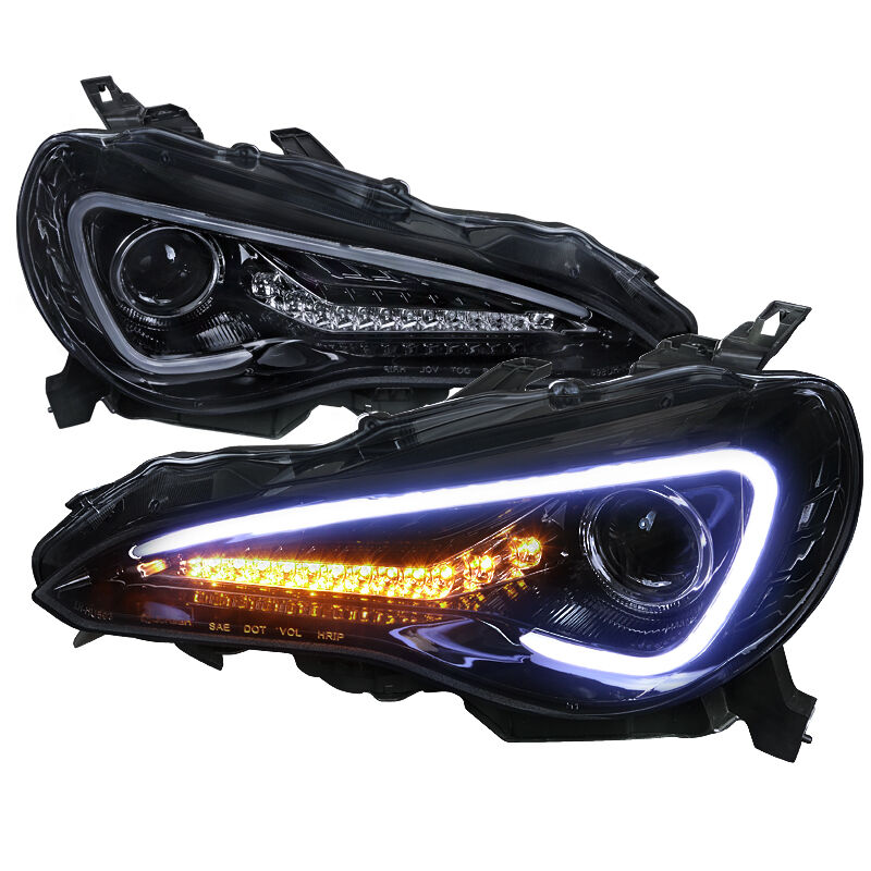 2012-2014 Scion FRS LED DRLGloss-Black-Smoke Projector Headlights - LHP-FRS12G-T