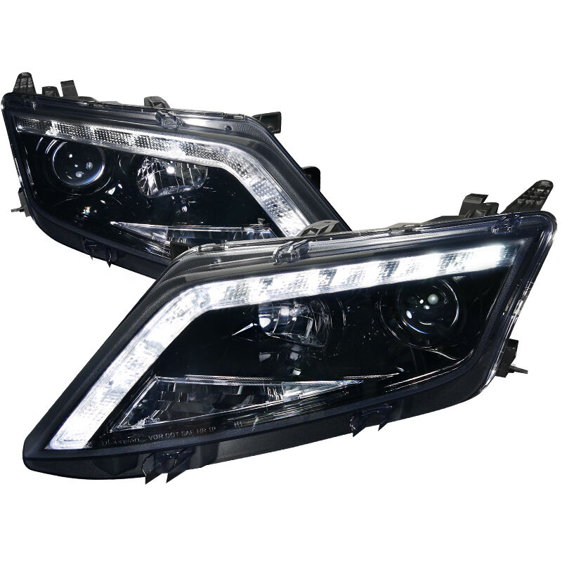 2010-2012 Ford Fusion LED DGloss-Black-Smoke Projector Headlights - LHP-FUS10G-T
